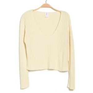 Abound Ivory Dove V-neck‎ Knit Sweater, Size L, NWT